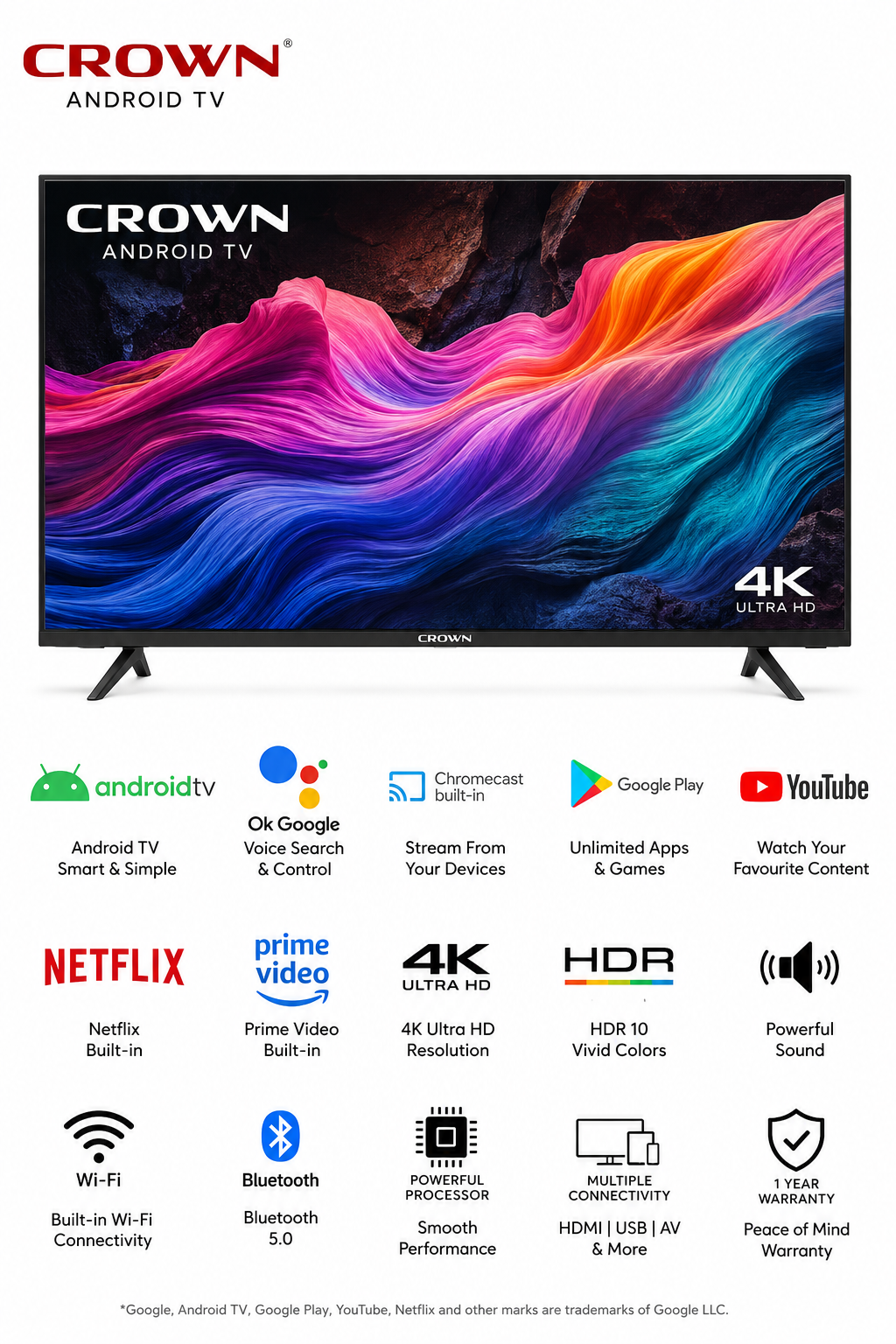 CROWN 40" INCH 4K Smart TV
