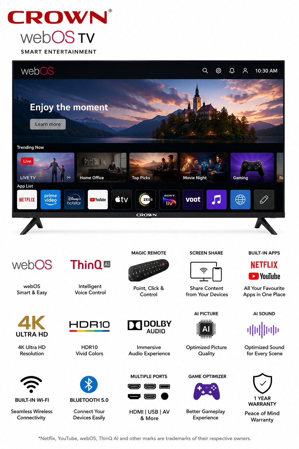 CROWN 65" INCH 4K webOS TV